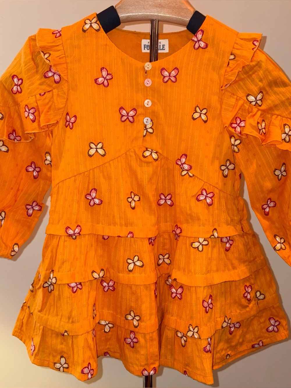 Finding Foxtale Orange Monarch Dress with Butterflies sz 3T NWT